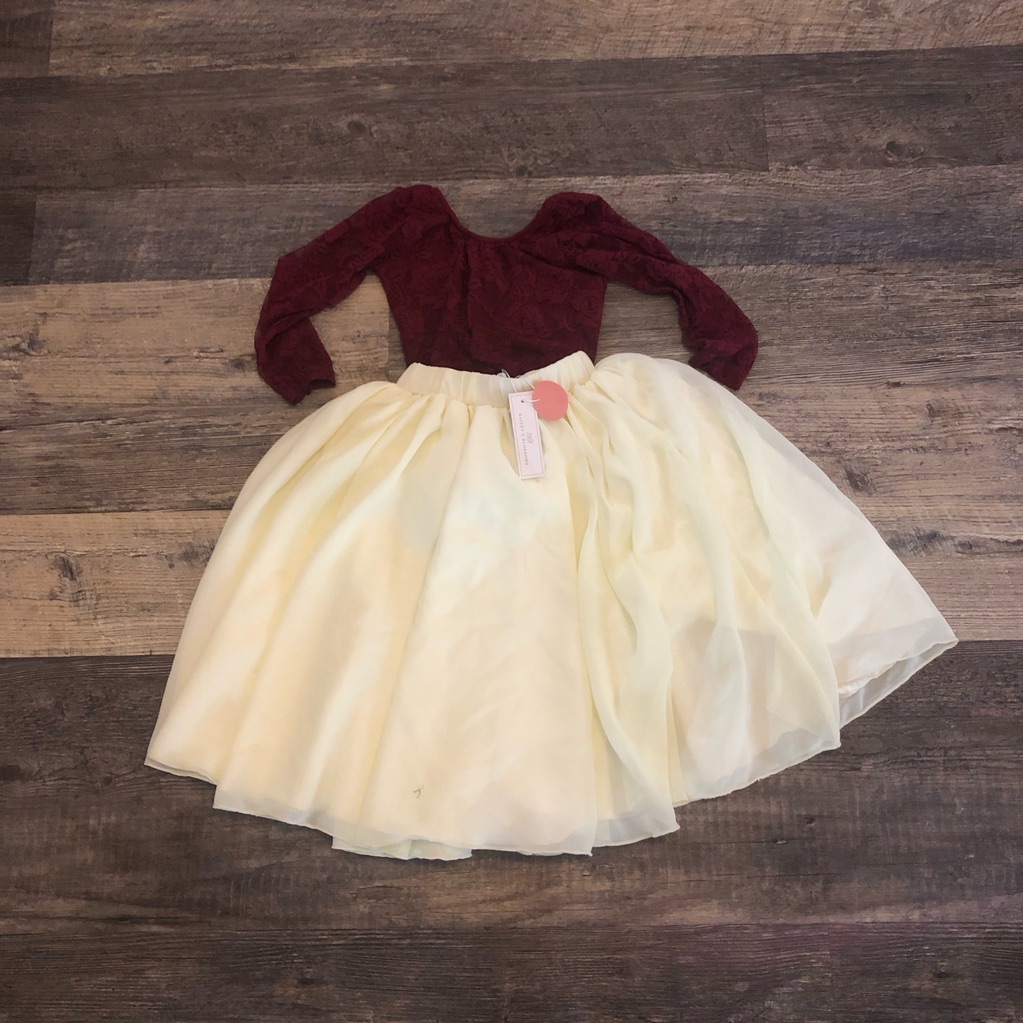 New Bailey’s Aurora Maxi Tulle Skirt Size 3t With Leotard Burgundy 3t Beautiful